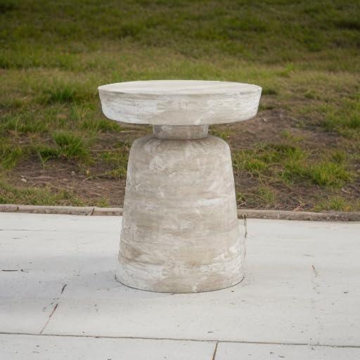 Simpli Home Robbie 16"W Solid Mango Wood Round Accent Table with Sculptural Design