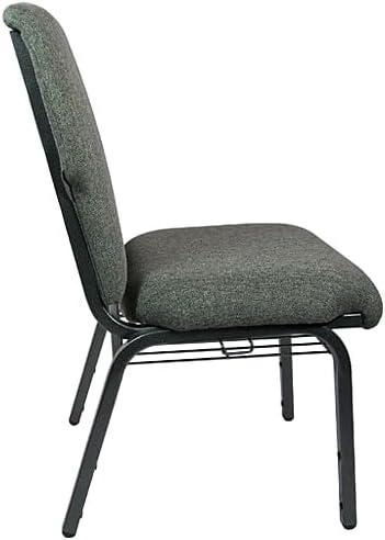 Charcoal Gray Fabric 21" Stacking Church Chair with Silver Steel Frame