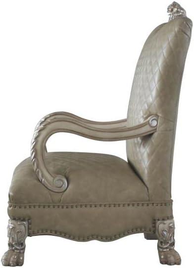 Vintage Bone White Faux Leather Handcrafted Accent Chair