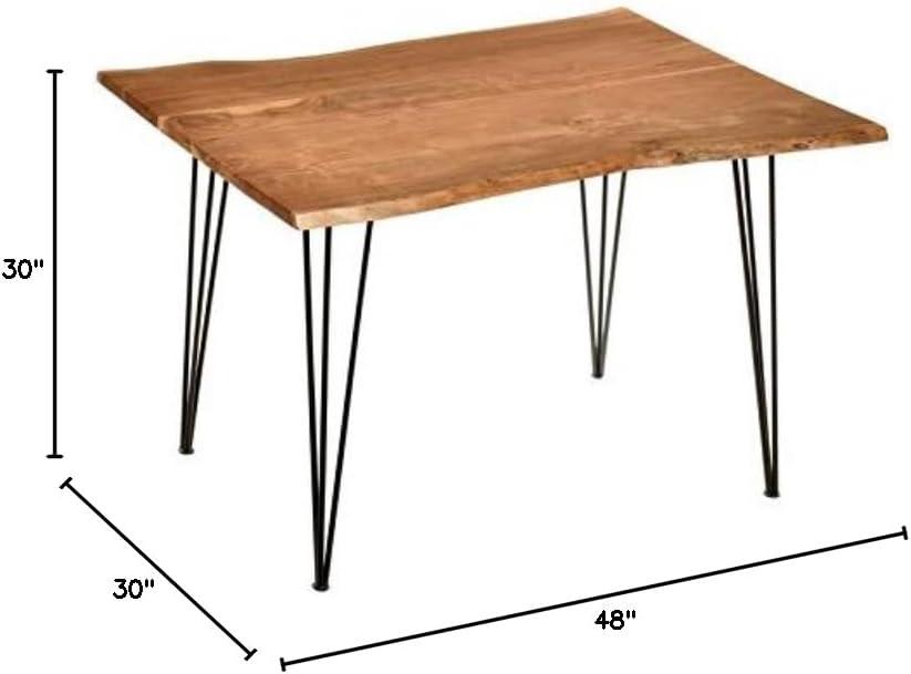 Natural Acacia Live Edge Dining Table with Black Metal Legs