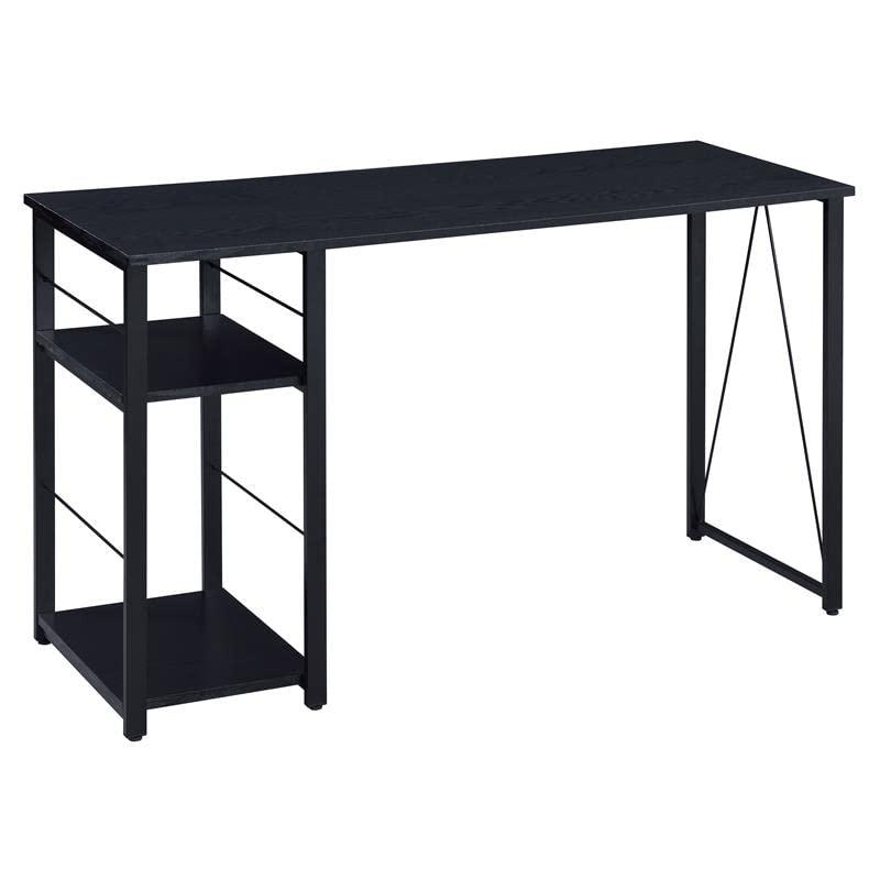 Vadna Writing Desk Black - Acme Furniture: Industrial Style, 47" Width, 2 Shelves, Wood Composite & Metal Frame