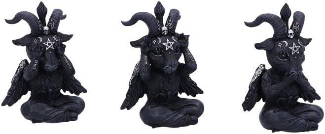 Three Wise Baphomet Black Resin Occult Figurines 13.5cm