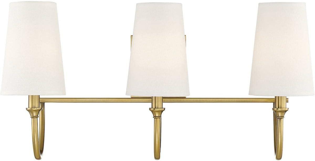 Cameron Warm Brass 3-Light Curved Arm Bathroom Vanity Light