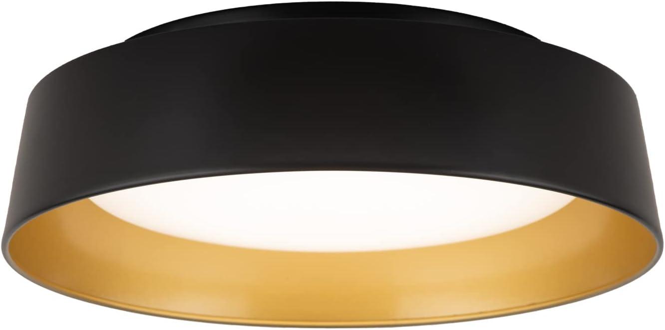 12.5 Inch LED Flush Mount Ceiling Light Fixture, 26W, Super Bright 1350 Lumen, 3 Color 3000K/4000K/5000K, Matt Black with Gold Inside, Dimmable Ceiling Lamp for Bedroom Hallway Bathroom Outdoor