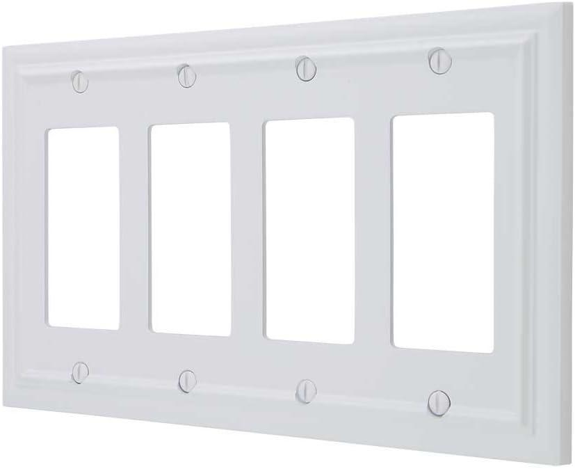 Amerelle 94R4W Continental Wallplate, 4 Rocker, Cast Metal, White, 1-Pack