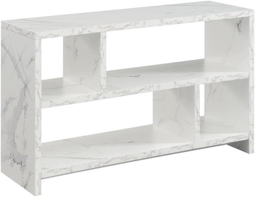 Convenience Concepts Northfield 55 inch TV Stand Console with Shelves, White Faux Marble