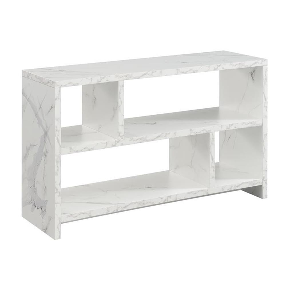 Convenience Concepts Northfield 55 inch TV Stand Console with Shelves, White Faux Marble