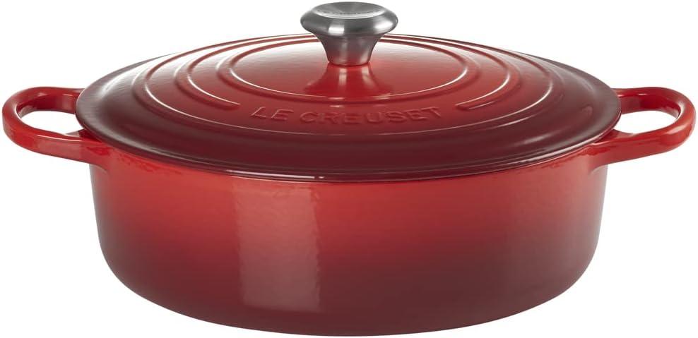 Cerise Enameled Cast Iron Round Dutch Oven, 6.75 qt