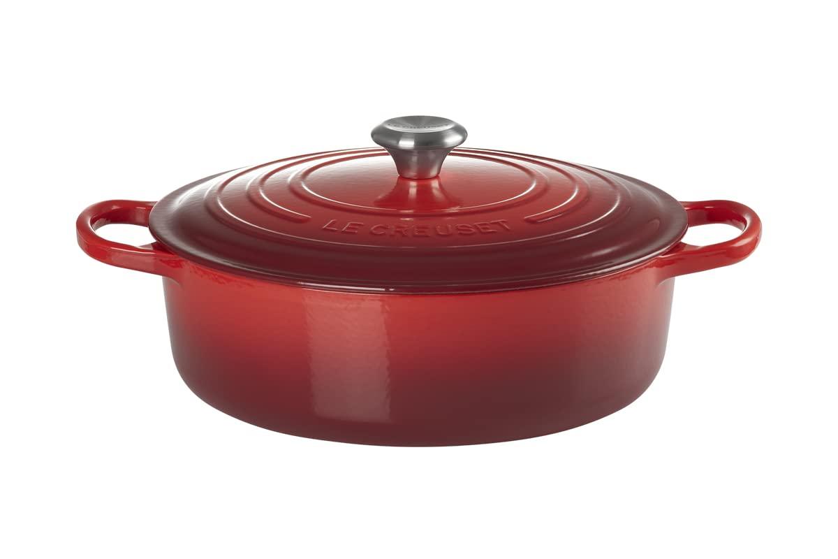 Cerise Enameled Cast Iron Round Dutch Oven, 6.75 qt