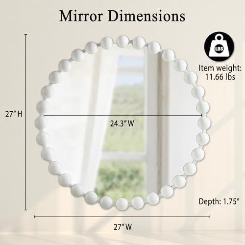 Marlowe Beaded Round Metal Wall Mirror