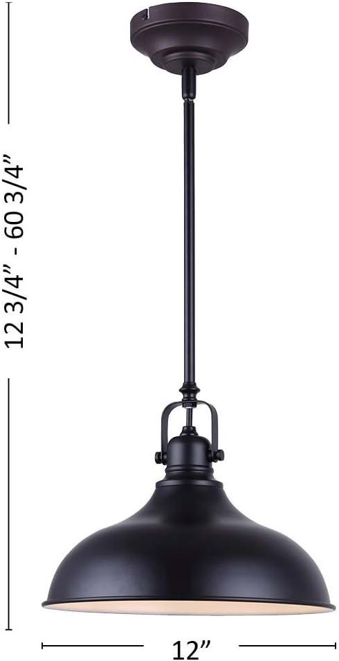 Sussex Adjustable Height Black LED Pendant Light with Metal Shade