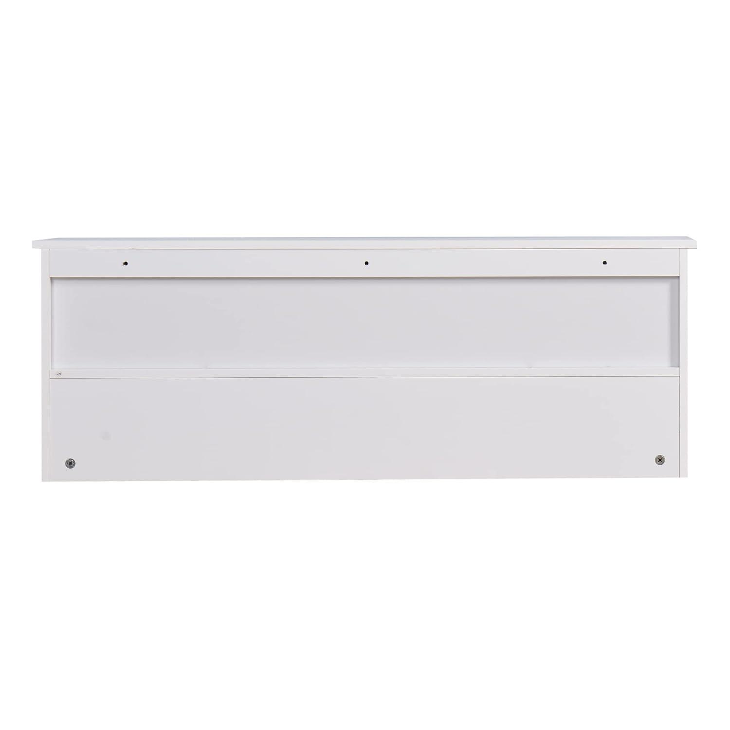 BaytoCare White Entryway Wall Mounted Coat Rack with 4 Dual Hooks Living Room Wooden Storage Shelf