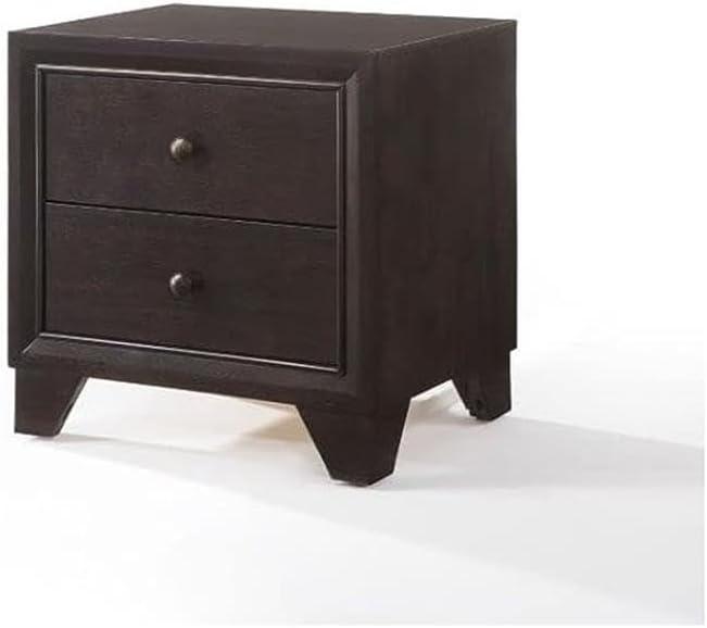 22" Madison Nightstand Espresso - Acme Furniture: 2 Drawer Bedroom Side Table, Wood Veneer, No Assembly Required