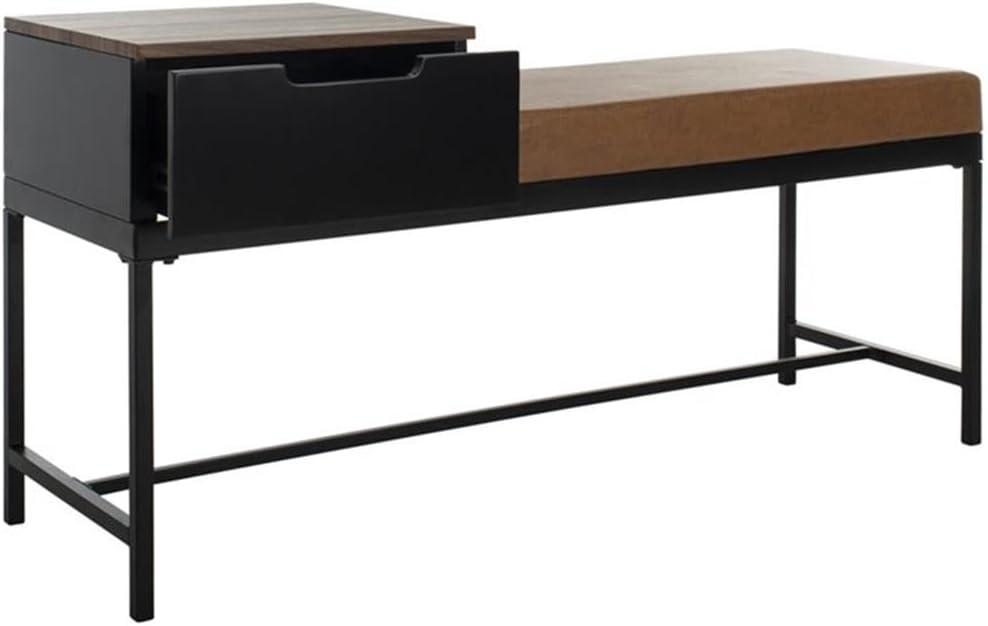 Maruka Bench with Storage - Brown/Brown - Safavieh
