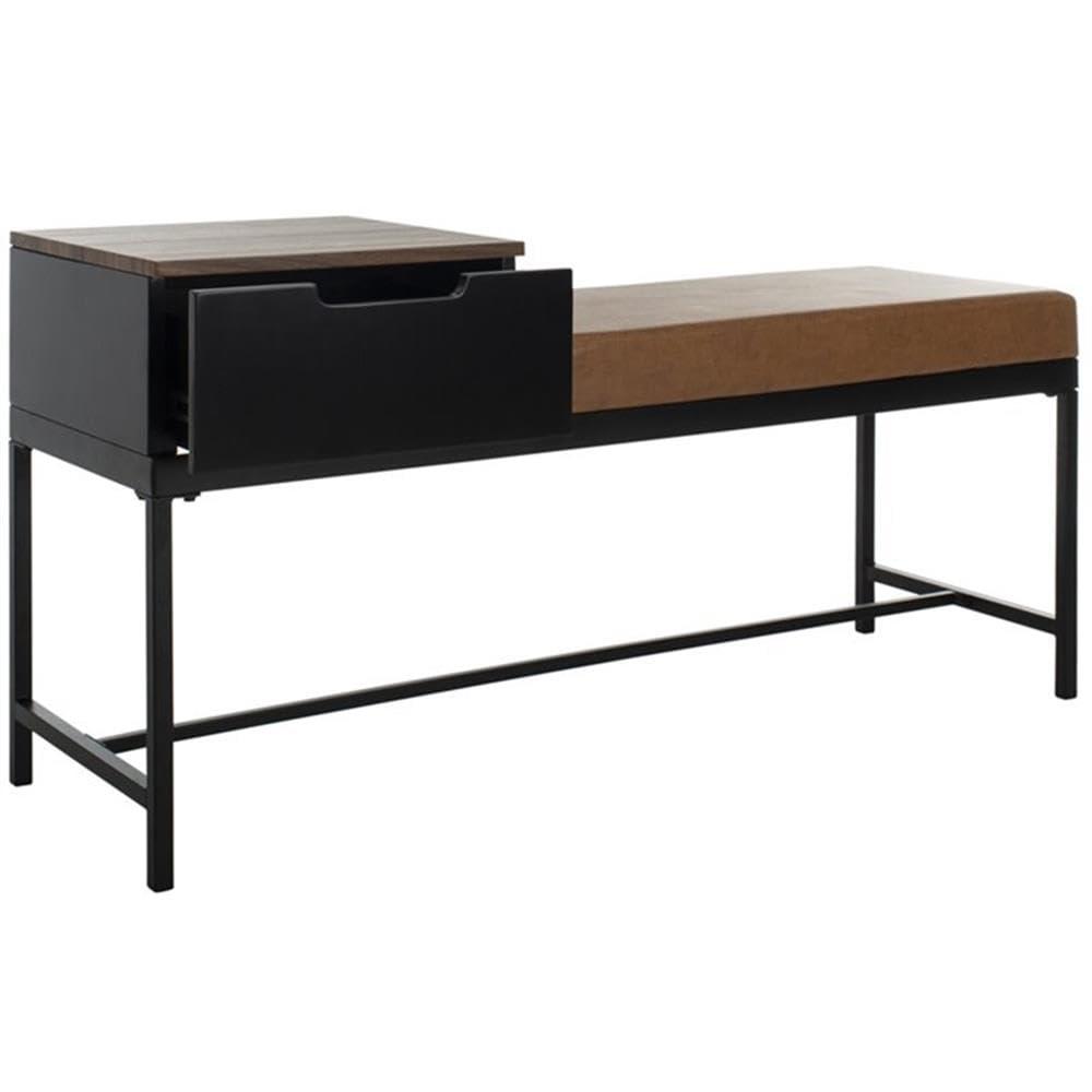 Maruka Bench with Storage - Brown/Brown - Safavieh