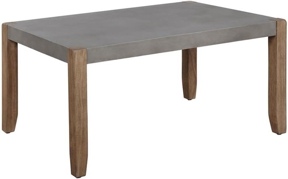 Modern Rustic 36" Faux Concrete and Light Amber Wood Coffee Table