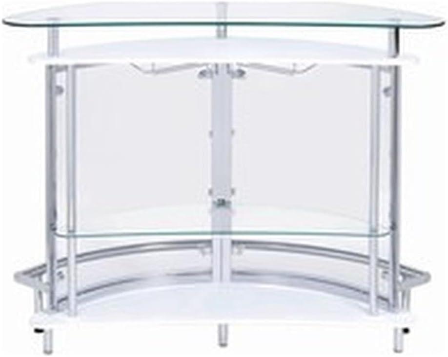 Contemporary White Metal and Clear Acrylic Home Bar Unit