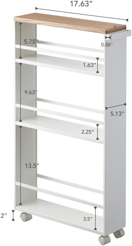 Yamazaki Tower White Rolling Slim Storage Cart With Handle