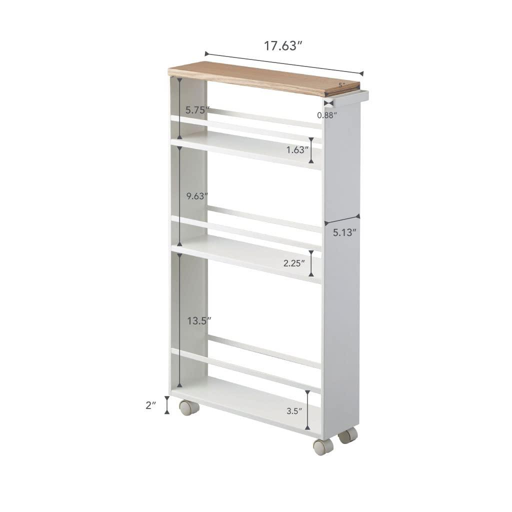 Yamazaki Tower White Rolling Slim Storage Cart With Handle