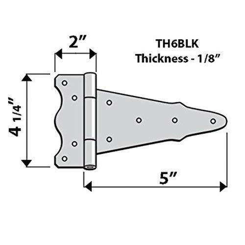 Nuvo Iron Black Galvanized Steel 6" Tee Gate Hinges (2 pcs)