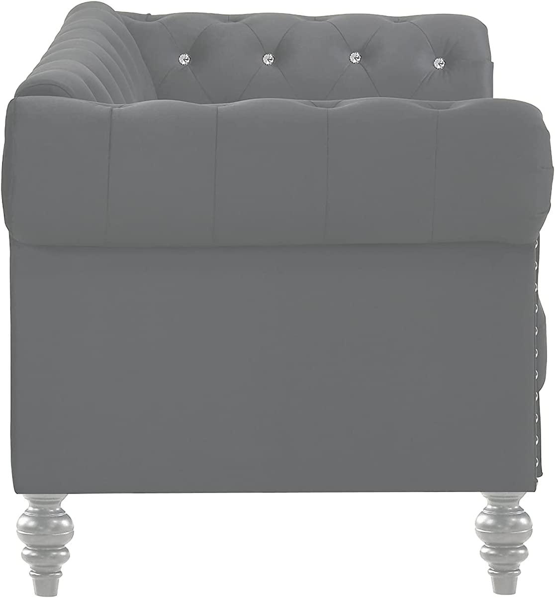 New Classic Furniture Emma Crystal Velvet Fabric Loveseat in Gray
