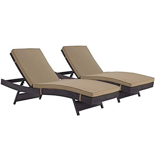 Modway Convene Outdoor Patio ChaiseSet of 2 in Espresso Mocha