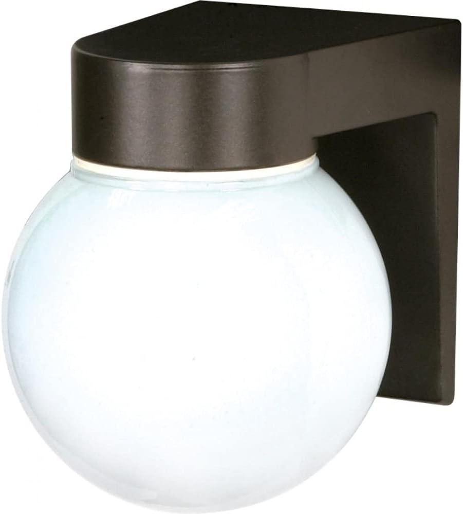 Bronze and White Dimmable Outdoor Wall Sconce with Glass Globe