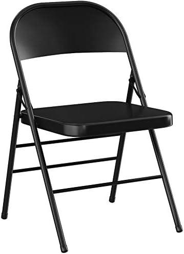 Flash Furniture 4 Pack HERCULES Series Triple Braced & Double Hinged Black Metal Folding Chair