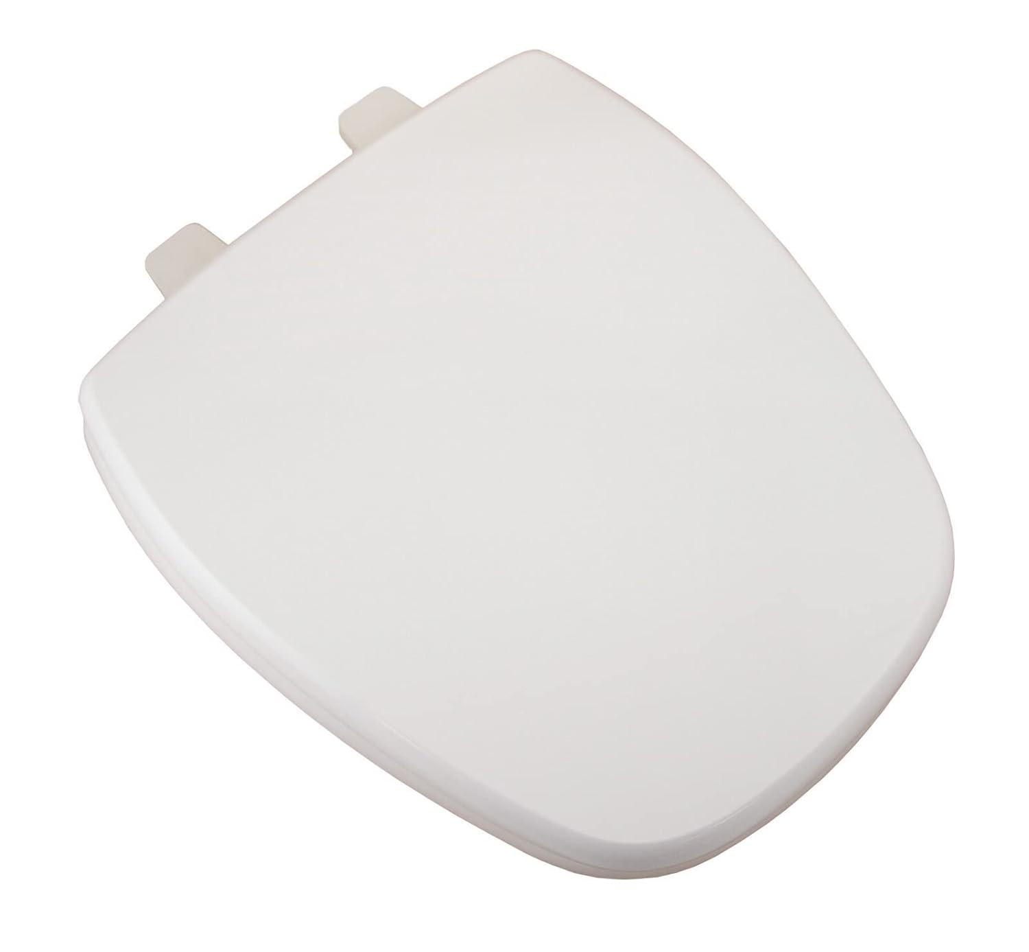 Comfort Seats C1B4R49-00 Deluxe MDF Wood Rounded Toilet Seat and Plastic Hinges, White