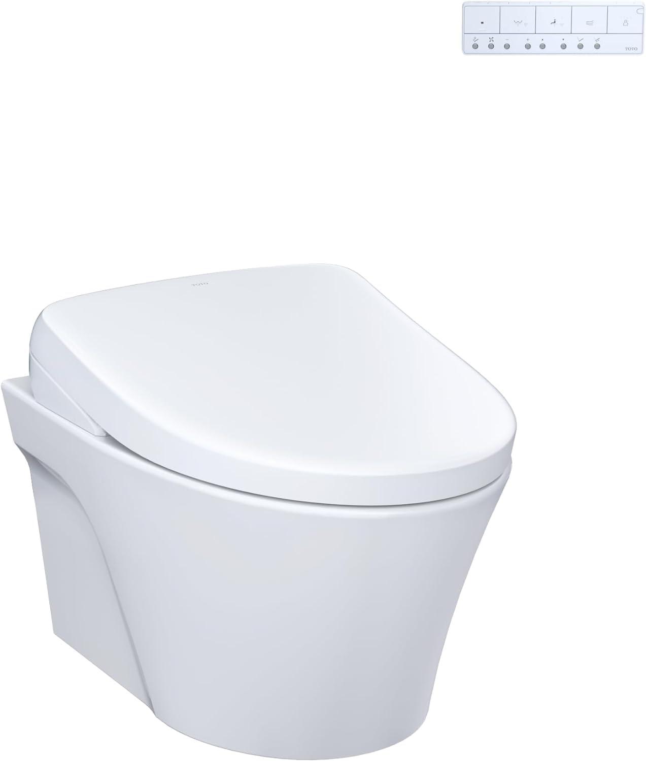 Cotton White Wall-Mounted Elongated Dual Flush Toilet