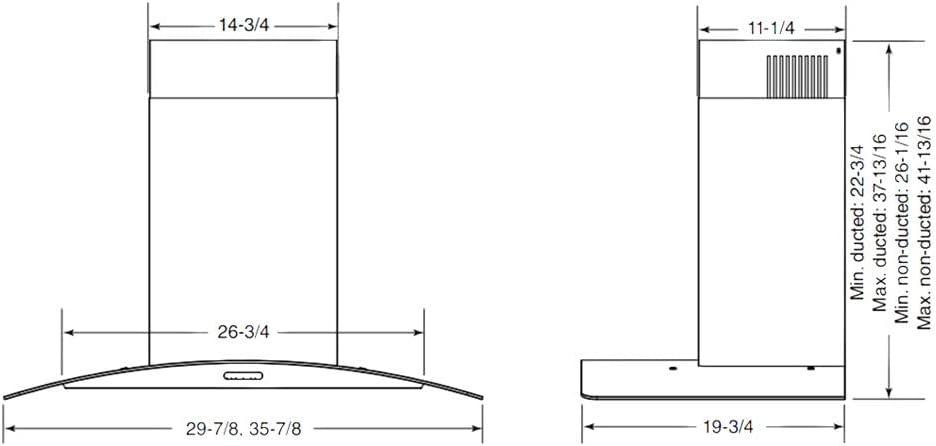 36-Inch Stainless Steel Convertible Wall-Mount Range Hood