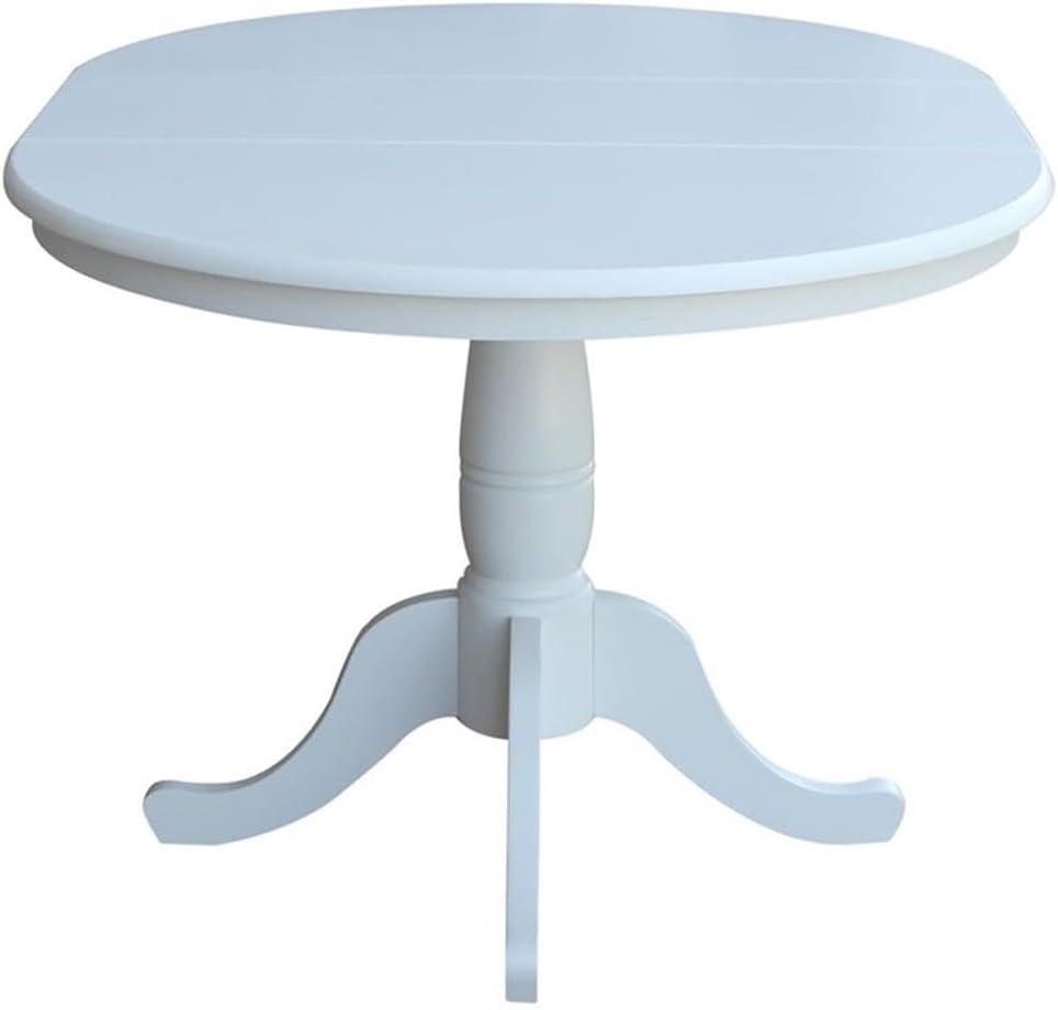 36" Kyle Round Top Pedestal Table with 12" Drop Leaf White - International Concepts