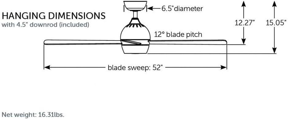 Indi Ceiling Fan + Light - Matte Black / 52"