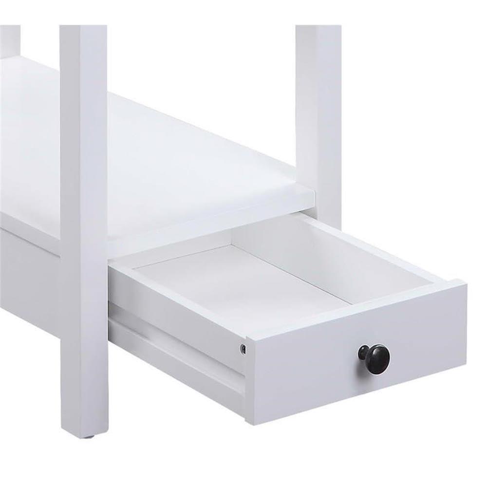 Byzad Side Table with USB Charging Dock Teal - Acme Furniture: Modern Storage, Drawer, Shelves, MDF Wood