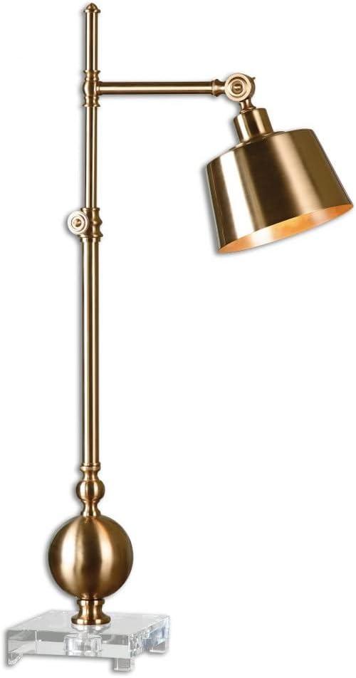 Uttermost Luxe Adjustable Desk Lamp 33 1/4" Tall Brushed Brass Metal Shade for Living Room Bedroom House Bedside Nightstand Home