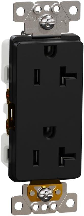 Matte Black 20A Tamper Resistant Duplex Decorator Outlet