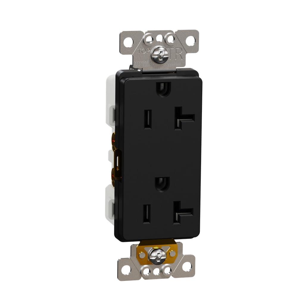 Matte Black 20A Tamper Resistant Duplex Decorator Outlet