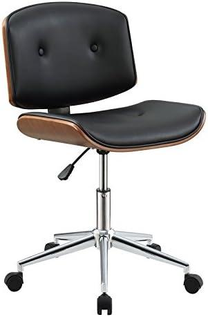 ACME Camila Faux Leather Tufted Swivel Office Chair in Black and Walnut