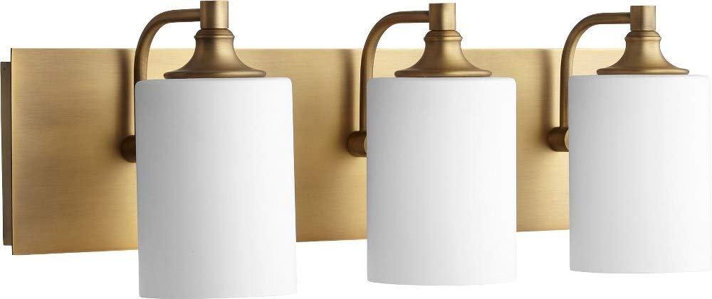 Quorum Lighting Celeste Glass 3-Light Aged Brass Wall Sconce
