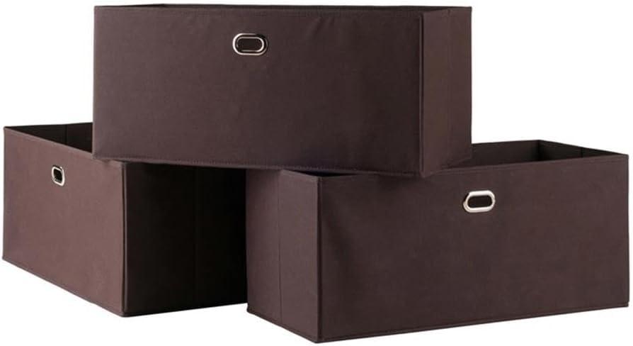 3pc Torino Folding Fabric Basket Chocolate - Winsome
