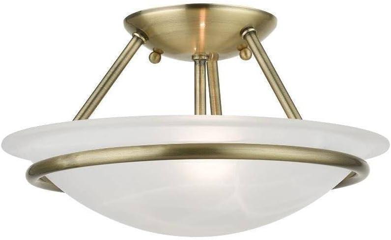 Livex Lighting Newburgh 2 - Light Semi-Flush Mount in Antique Brass