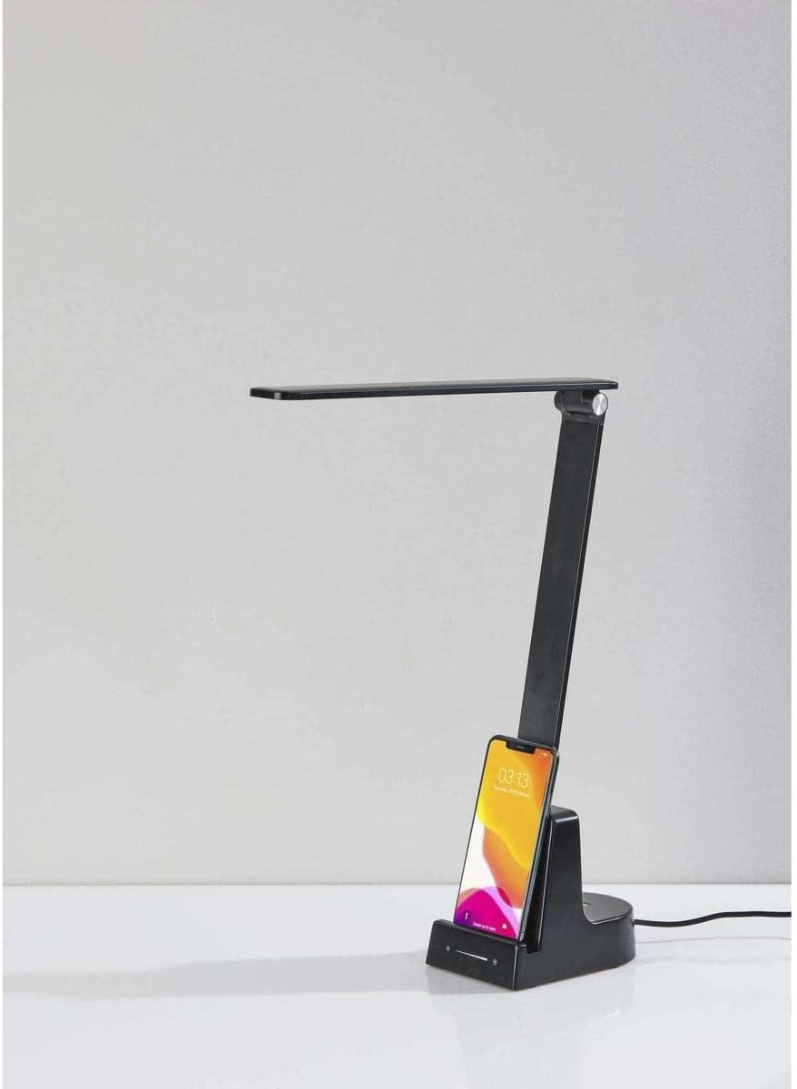 Matte Black Adjustable LED Desk Lamp with Wireless Charging