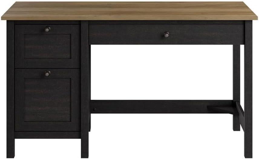 Mayfield 54W Computer Desk with Drawers in Vintage Black and Reclaimed Pine