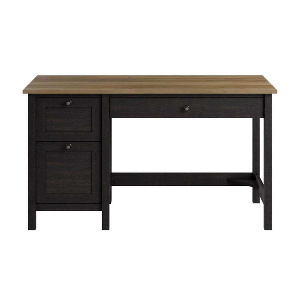 Mayfield 54W Computer Desk with Drawers in Vintage Black and Reclaimed Pine