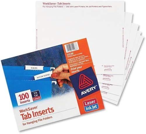 Avery Consumer Products Avery® Laser/Ink Jet Inserts For Hanging File Fold Paper Hanging Files Cabinet
