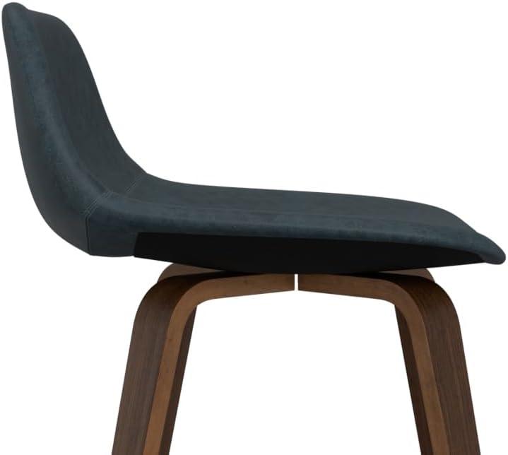 Simpli Home Randolph Upholstered Bentwood Mid-Century Modern Bar & Counter Stool with Chrome Footrest (Set of 2) (Set of 2)