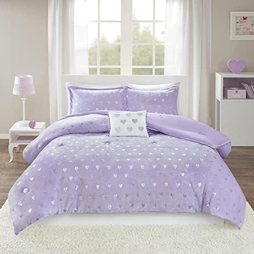 Twin Purple and Silver Microfiber Comforter Set