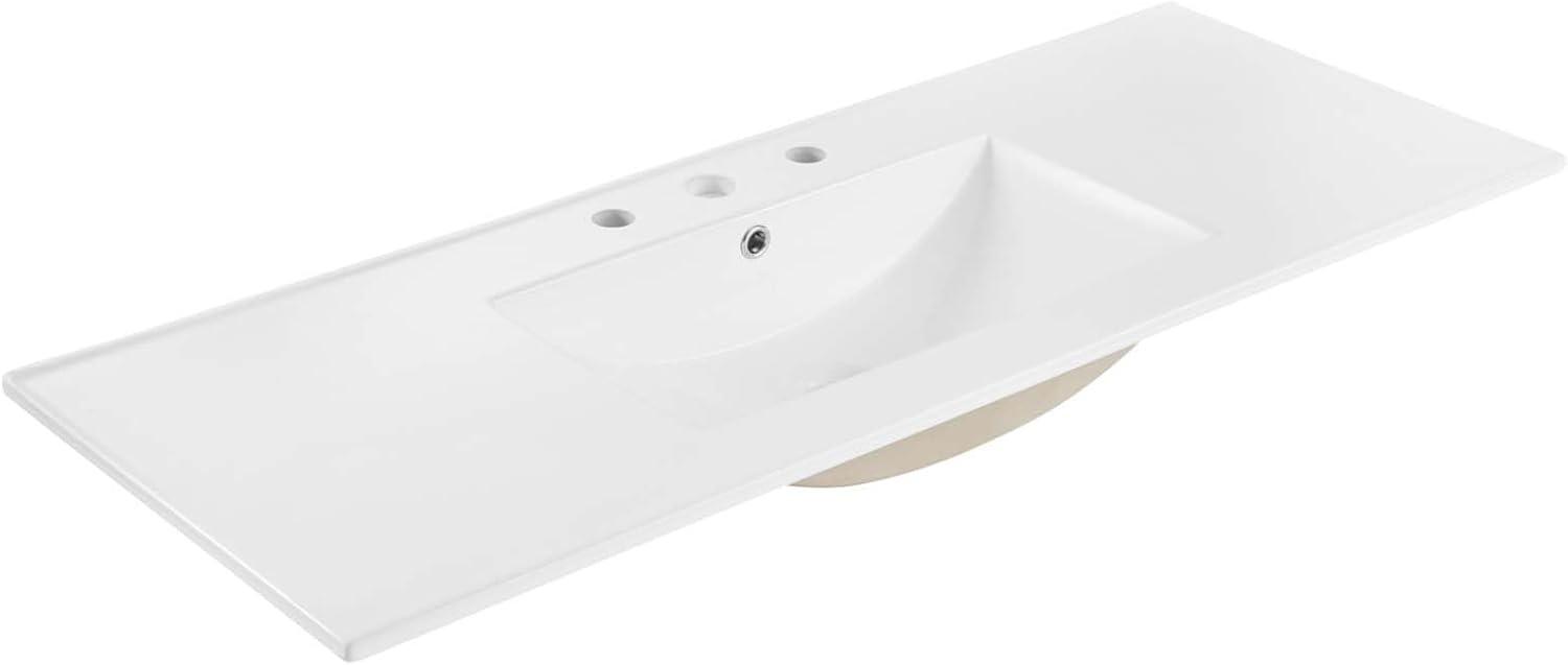 White Ceramic 48 Inch Rectangular Countertop Basin Sink