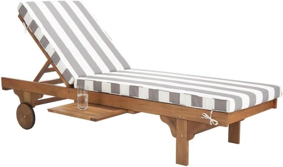 Newport Lounge Chair - Outdoor - PAT7022 - Natural/Grey Striped -Safavieh