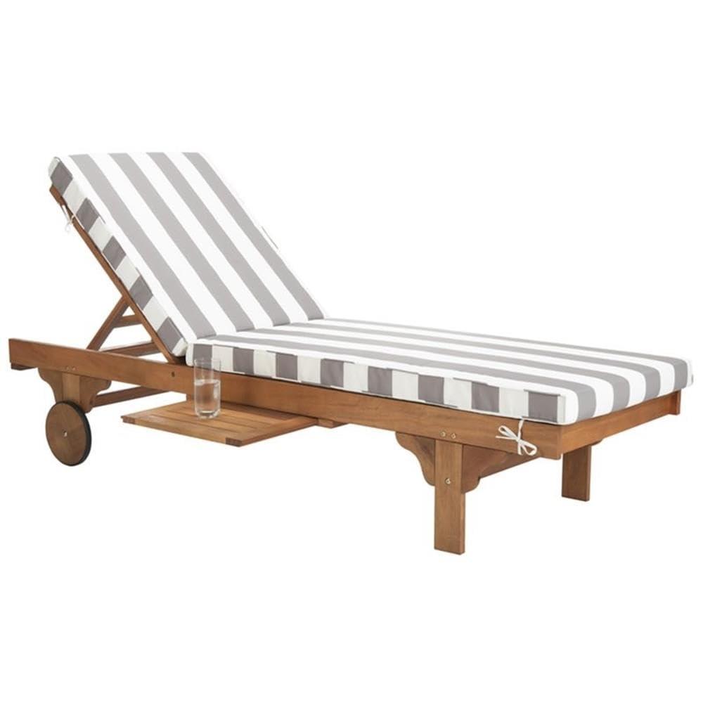 Newport Lounge Chair - Outdoor - PAT7022 - Natural/Grey Striped -Safavieh